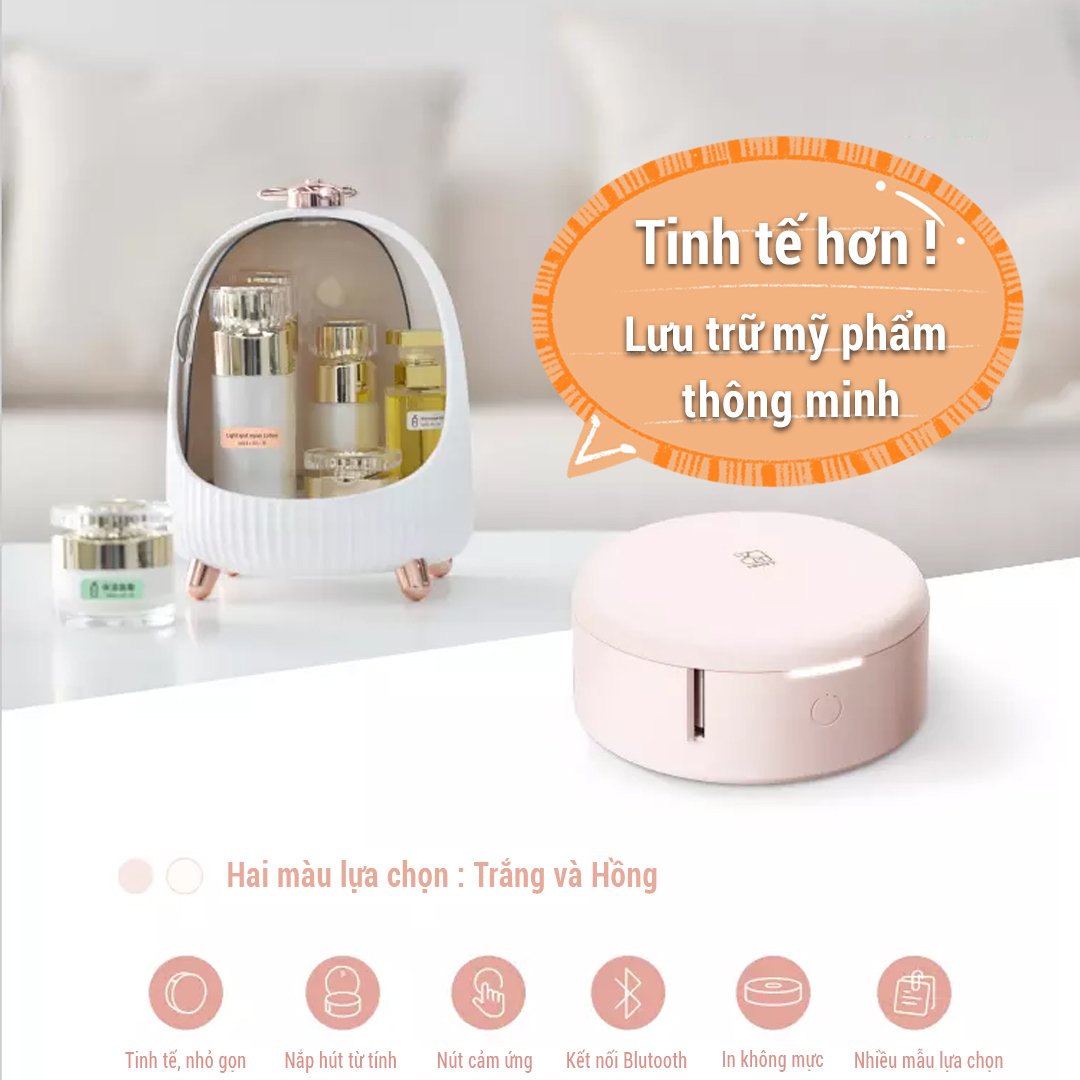 Máy in nhãn nhiệt hộp phấn hồng Shoptida H11 kết nối bluetooth thiết kế nhỏ gọn kèm 5 cuộn tem nhãn- Hàng Chính Hãng