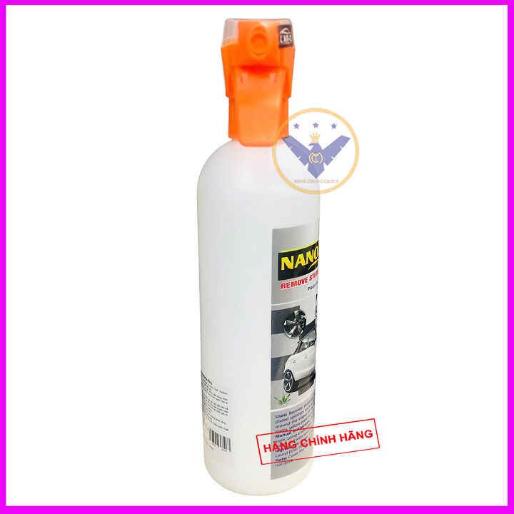 Tẩy ố kính ô tô, ố vàng lazang, logo, nẹp mạ crom Nanoka Clean 500ml