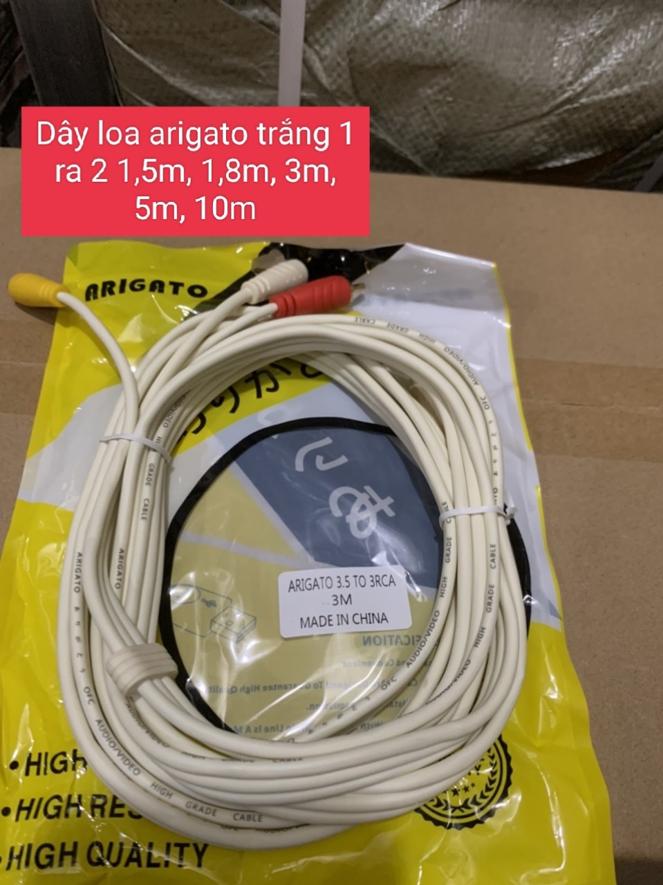 Cáp Nối Dài Dây Loa 1 Đầu 3.5 ra 2 AV Bông Sen Dài 1.5M 1.8M 3 mét 5M 10M - Dây Trắng Loại Xịn