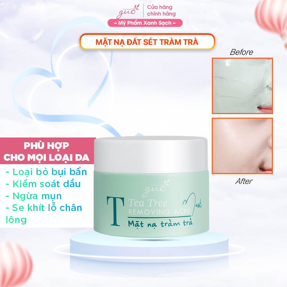 Mặt nạ đất sét tràm trà cải thiện mụn, sạch sâu, se khít lỗ chân lông - GUO Tea Tree Mask 50g