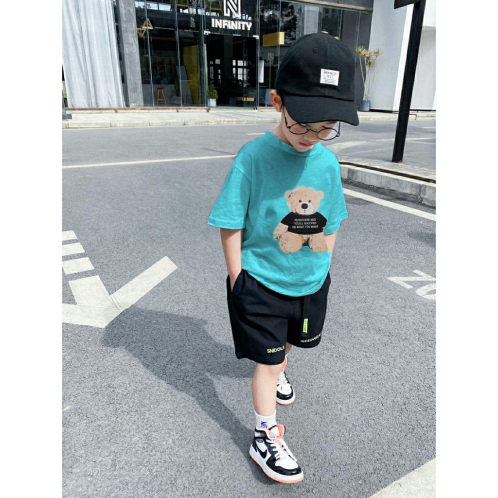 Áo phông mua hè in gấu cho bé trai và bé gai từ 8_22kg
