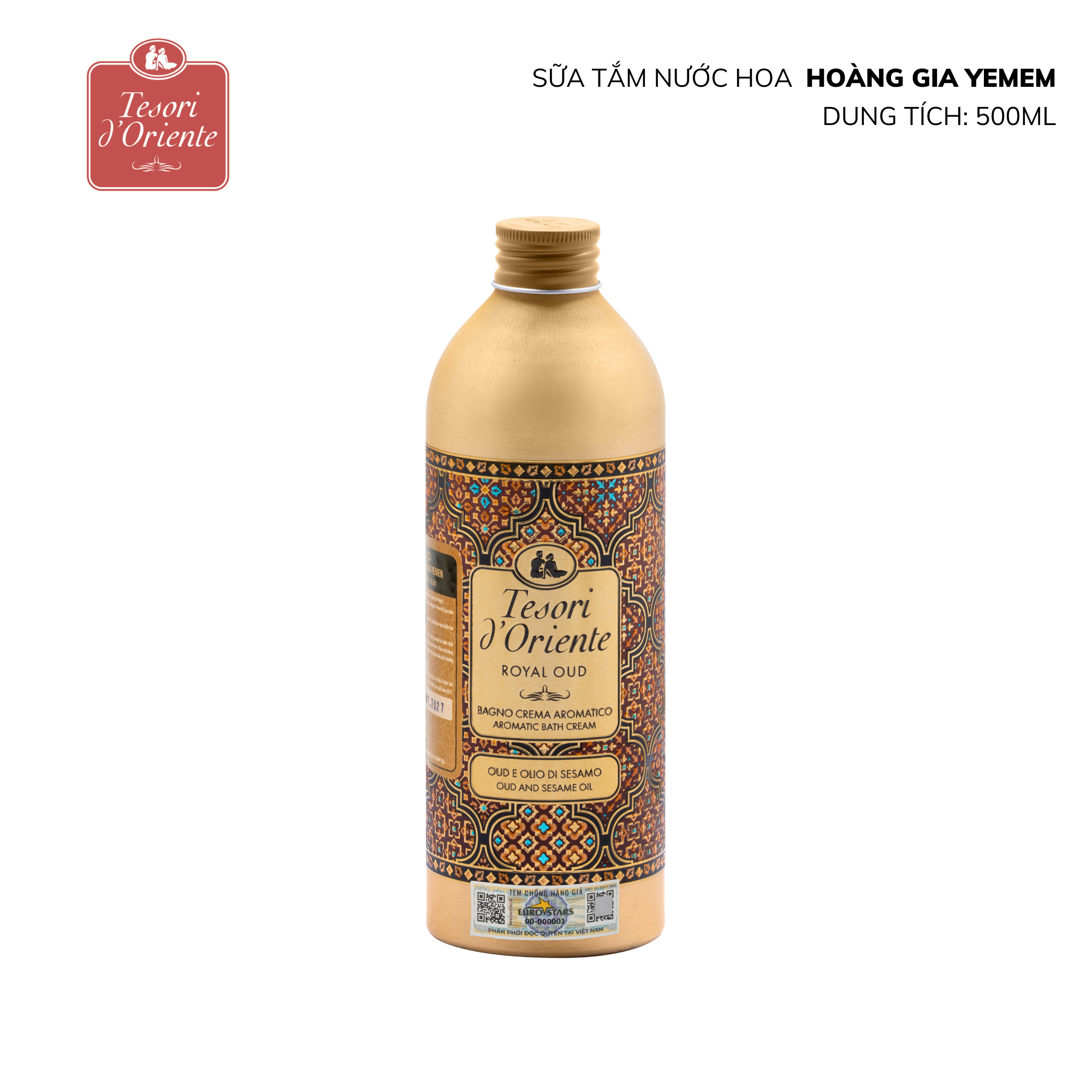 Sữa tắm nước hoa Tesori d'Oriente Hoàng gia Yemen 500ml nhập khẩu Ý mùi hương sang trọng và quý phái