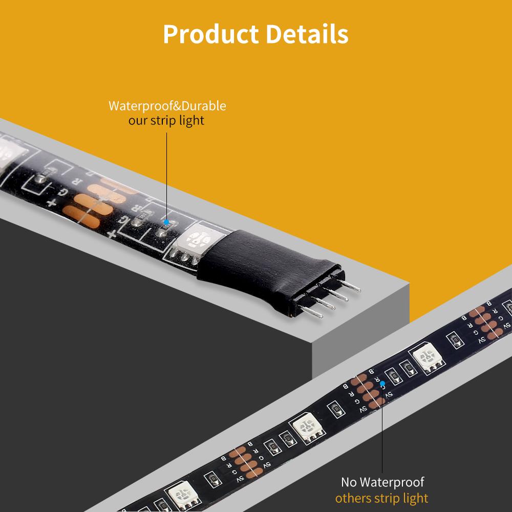Dải Đèn RGB linh hoạt Điốt băng 5V chiếu sáng nền USB Được cấp nguồn 3 phím