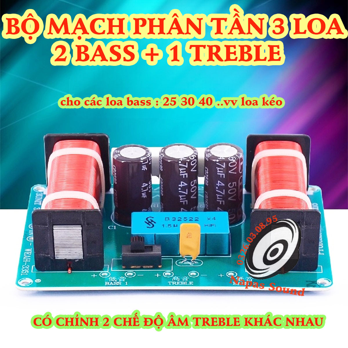 PHÂN TẦN 3 LOA 2 BASS 1 TRÉP WEAH3351 - GIÁ 1 MẠCH - MẠCH PHÂN TẦN FUL ĐÔI - MẠCH PHÂN TẦN 2 BASS