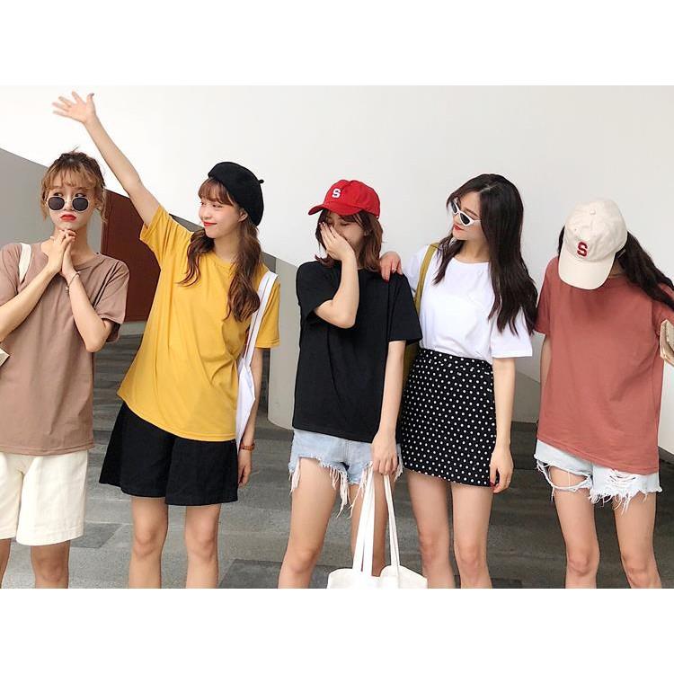 Áo Thun Trơn Basic Cotton Nam Nữ Unisex Chất Dày Dặn