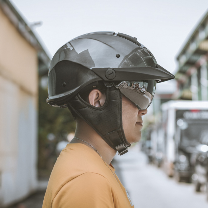 Mũ Bảo Hiểm Nửa Đầu Có Kính Âm LS2 OF590 Rebellion