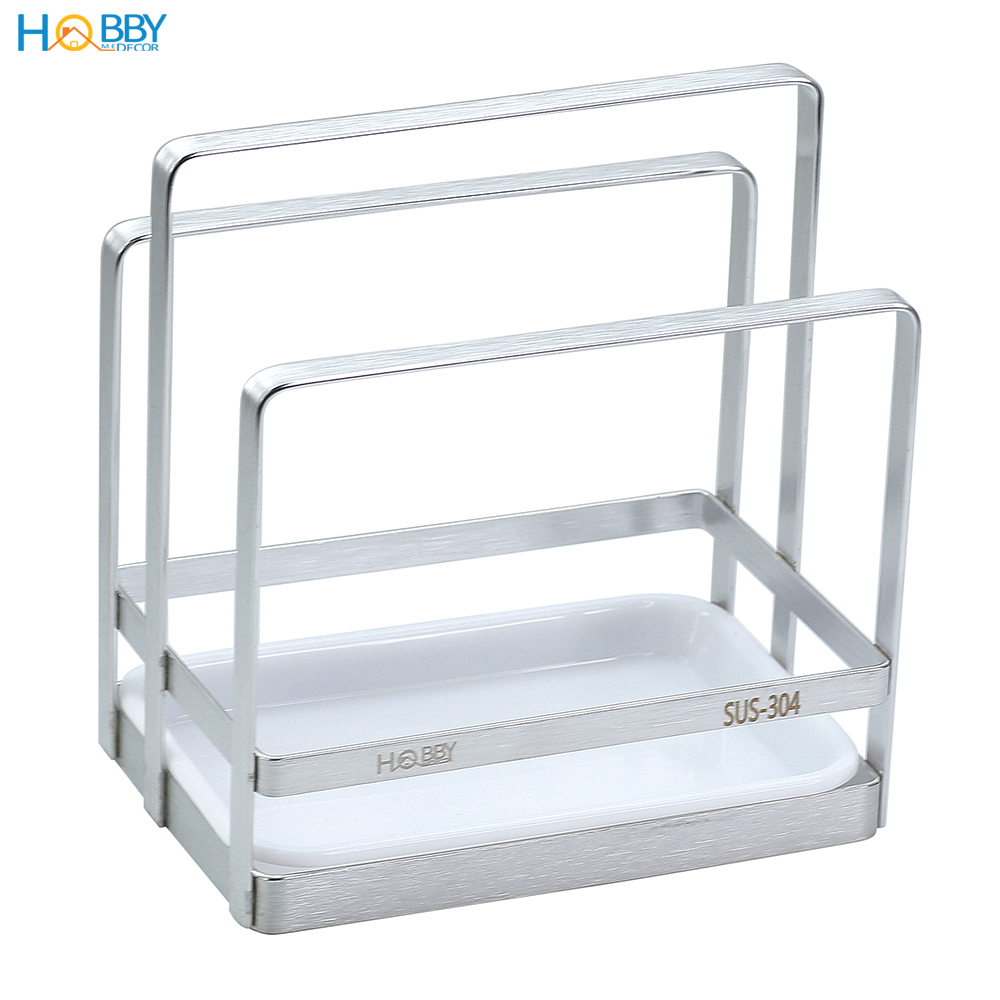 Kệ để thớt 2 ngăn Hobby Home Decor TT07 chuẩn Inox 304 không rỉ sét - kèm khay nhựa hứng nước