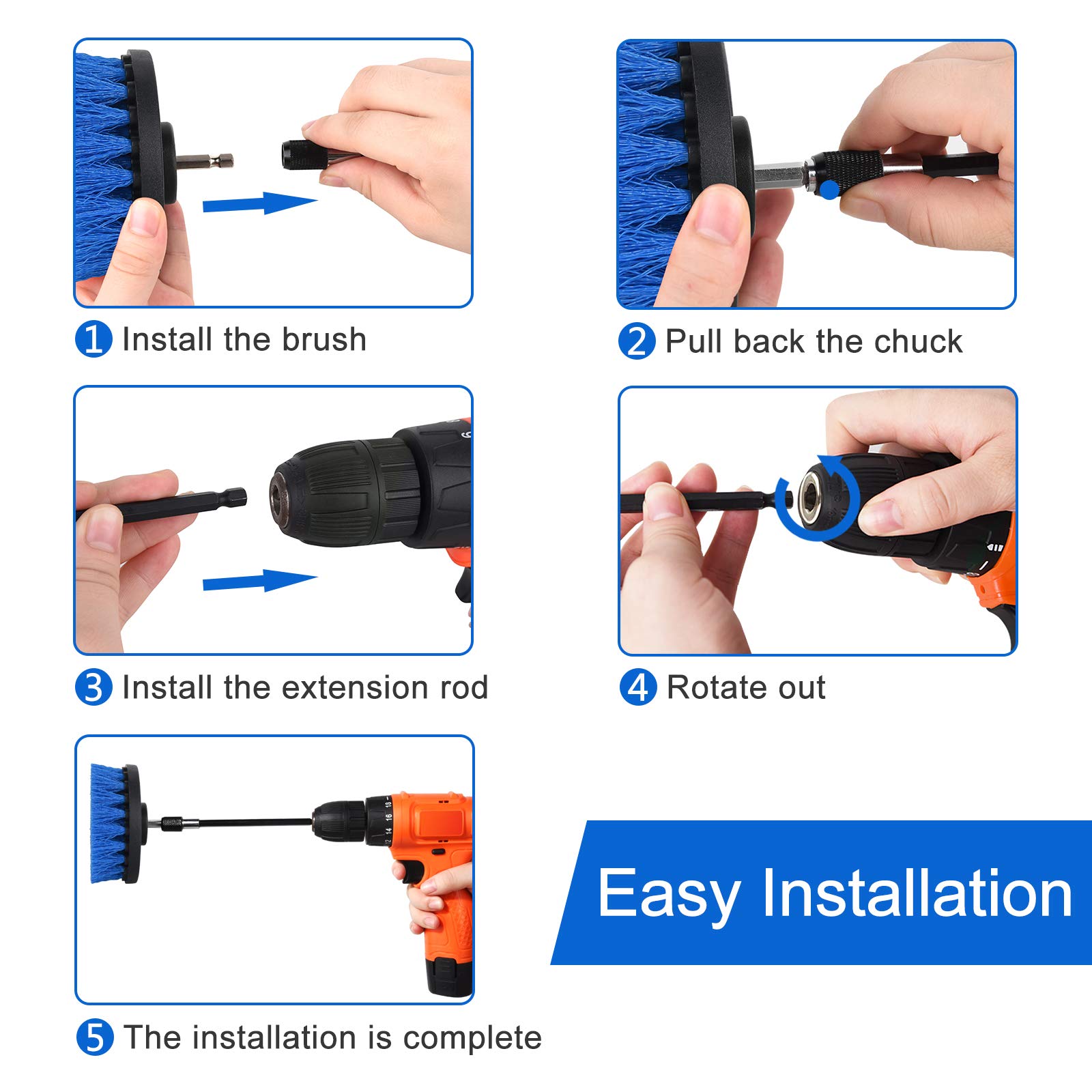 Bộ bàn chải vệ sinh gắn máy khoan 6 món Drill Cleaning Brush Attachment Set