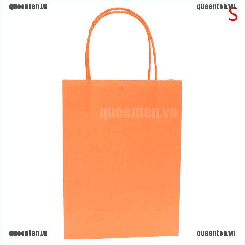 Solid Color Paper Party Bags Kraft Bag With Handles Recyclable Birthday Gift Bag QUVN