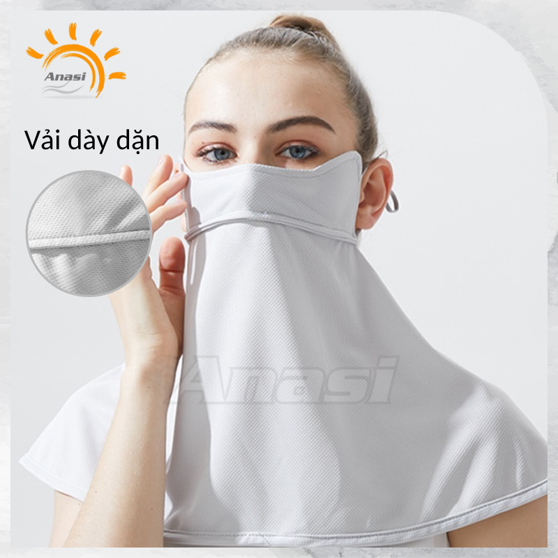 Khẩu trang chống tia UV - VẢI DÀY - Anasi D58 che kín cổ vai gáy