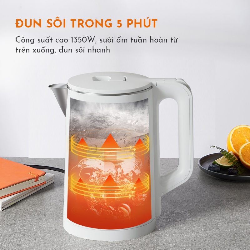Bình đun siêu tốc thông minh GAABOR GK-S18P dung tích lớn 1.8L - 1350W - Hàng chính hãng