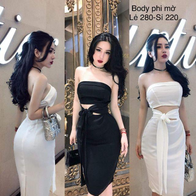 Đầm cúp cột nơ eo