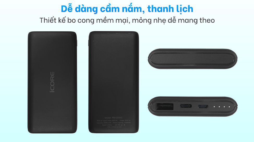 Sạc Dự Phòng 10000mAh iCore PB10000C - Hàng Chính Hãng