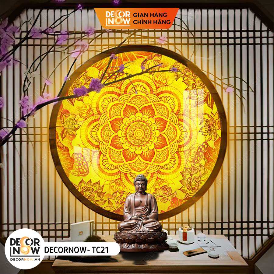 Đèn Hào Quang Phật In Tranh Trúc Chỉ DECORNOW 30,40 cm, Trang Trí Ban Thờ, Hào Quang Trúc Chỉ MANDALA DCN-TC21