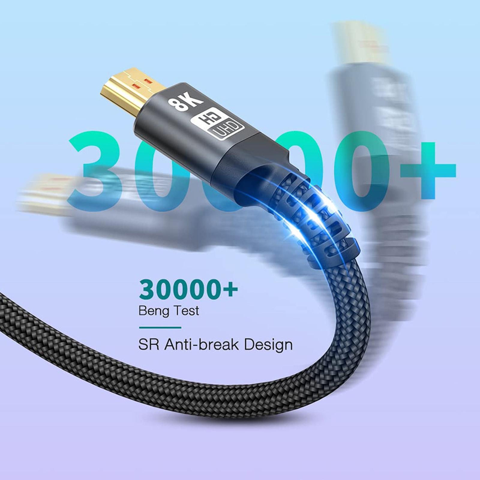 8K HDMI Cable 2.1, 48Gbps Audio Video HD Cable for UHD TV Laptop Game Consoles Projector