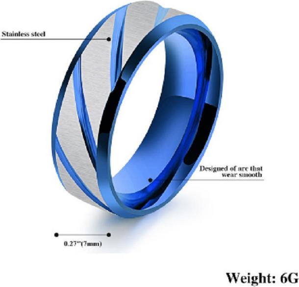 Nhẫn Thép Titan Nam Cá Tính Màu Xanh Dương NN19