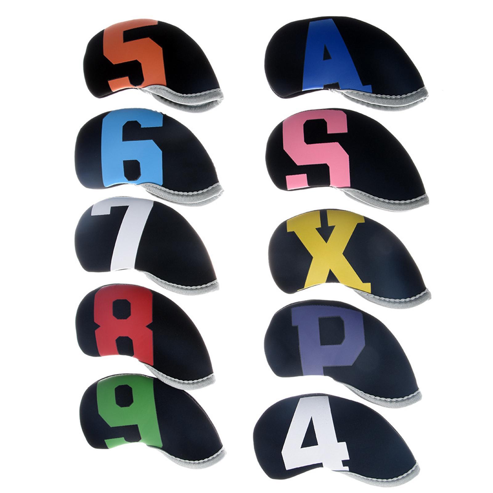 10pcs Set Golf Iron Club Head Cover Sports Accessories Wedges Covers with Number Ball Rod Head Protective Case