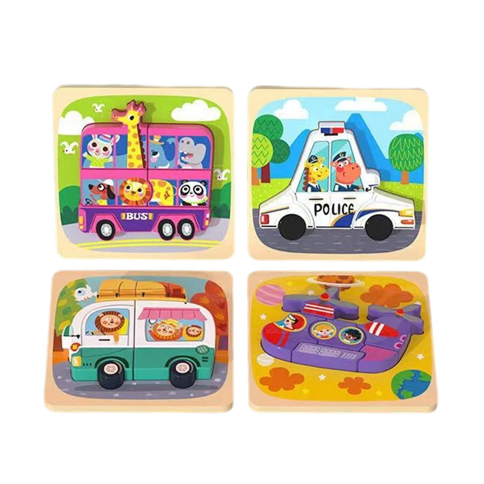 4Pcs Montessori Wooden Puzzle Toy Educational Sensory Learning Toy for Girls