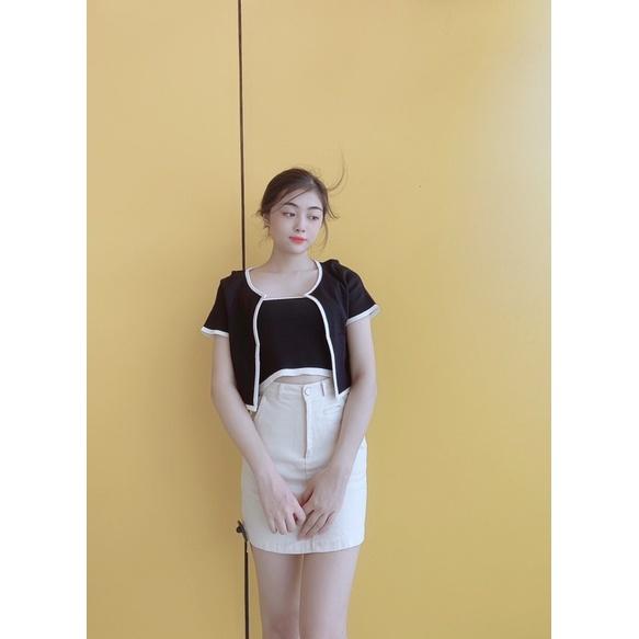 MÃ 58QT2 Set áo choàng len hai màu ĐEN TRẮNG siêu xinh phù hợp với mùa hè và thu đông Thời trang Nữ MTShop Vinh