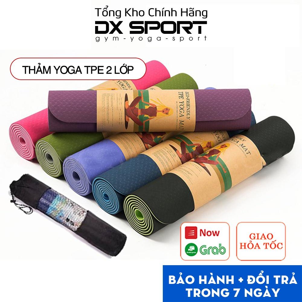 Thảm tập yoga chống trượt, thảm tập gym tại nhà tập thể dục chất liệu TPE 2 lớp 8mm cao cấp chống trơn tuyệt đối