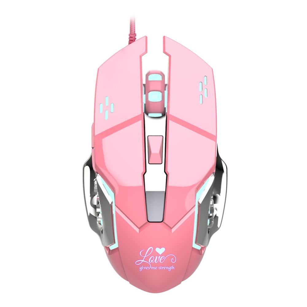 Raton Sáng Có Dây Cô Gái Chơi Game Cơ Game Thủ Chuột 3200DPI Cho PUBG USB Chuột Máy Tính Game Thủ Chuột Trackballs 090228