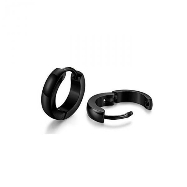 316L Stainless Steel Men Women Hoop Earrings Huggie Ear Clip Piercing Black