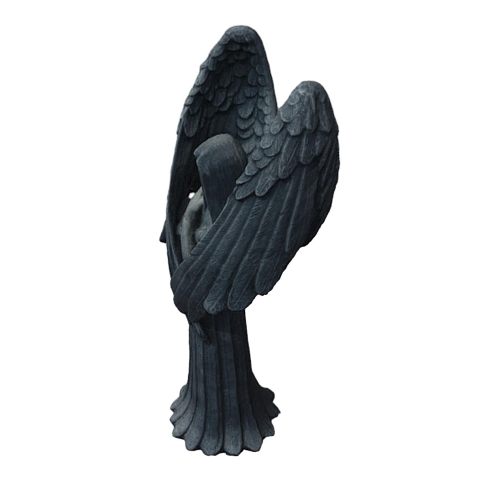 Angel Figurine Resin Angel Sculpture Dark Angel Statue for Home Office Decor