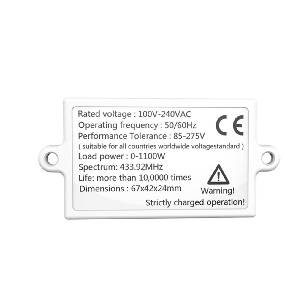433MHz RF Wireless Remote Control Switch 86 Wall Panel Transmitter 1 Button