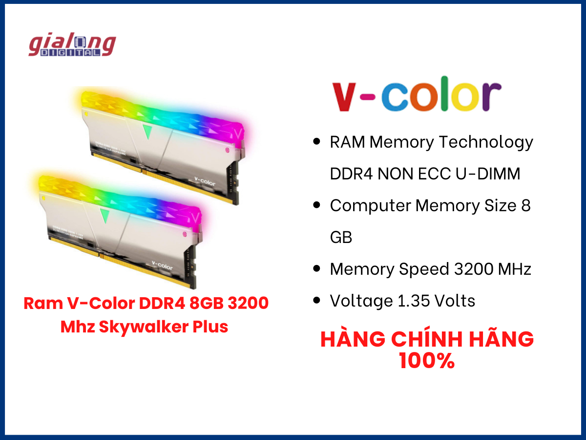 Ram V-Color DDR4 8GB 3200 Mhz Skywalker Plus - Hàng chính hãng