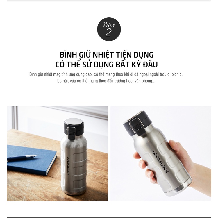Bình Giữ Nhiệt Bằng Thép Không Gỉ Lock&Lock Bumper Bottle LHC4141SLV  - Bạc