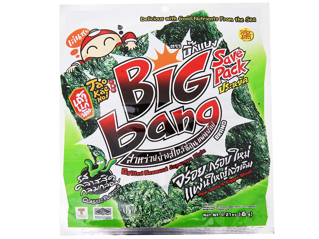 Lốc 12 Gói Snack Rong Biển Taokaenoi Big Bang Vị Truyền Thống 6G