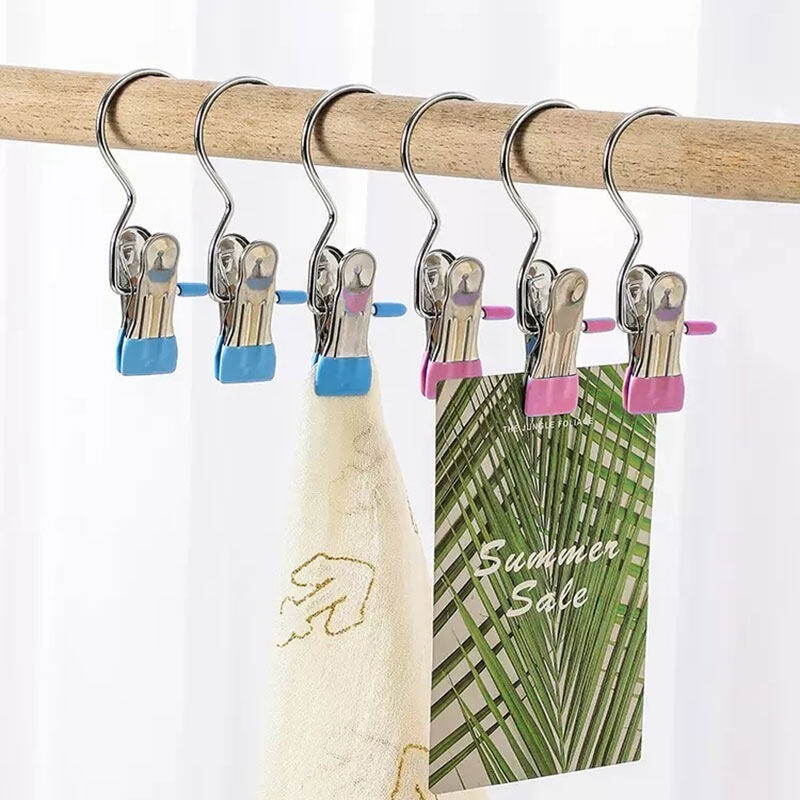 (Combo 5) Móc kẹp đơn treo quần áo, kẹp đơn treo tất vớ, mũ, nón inox tiện lợi
