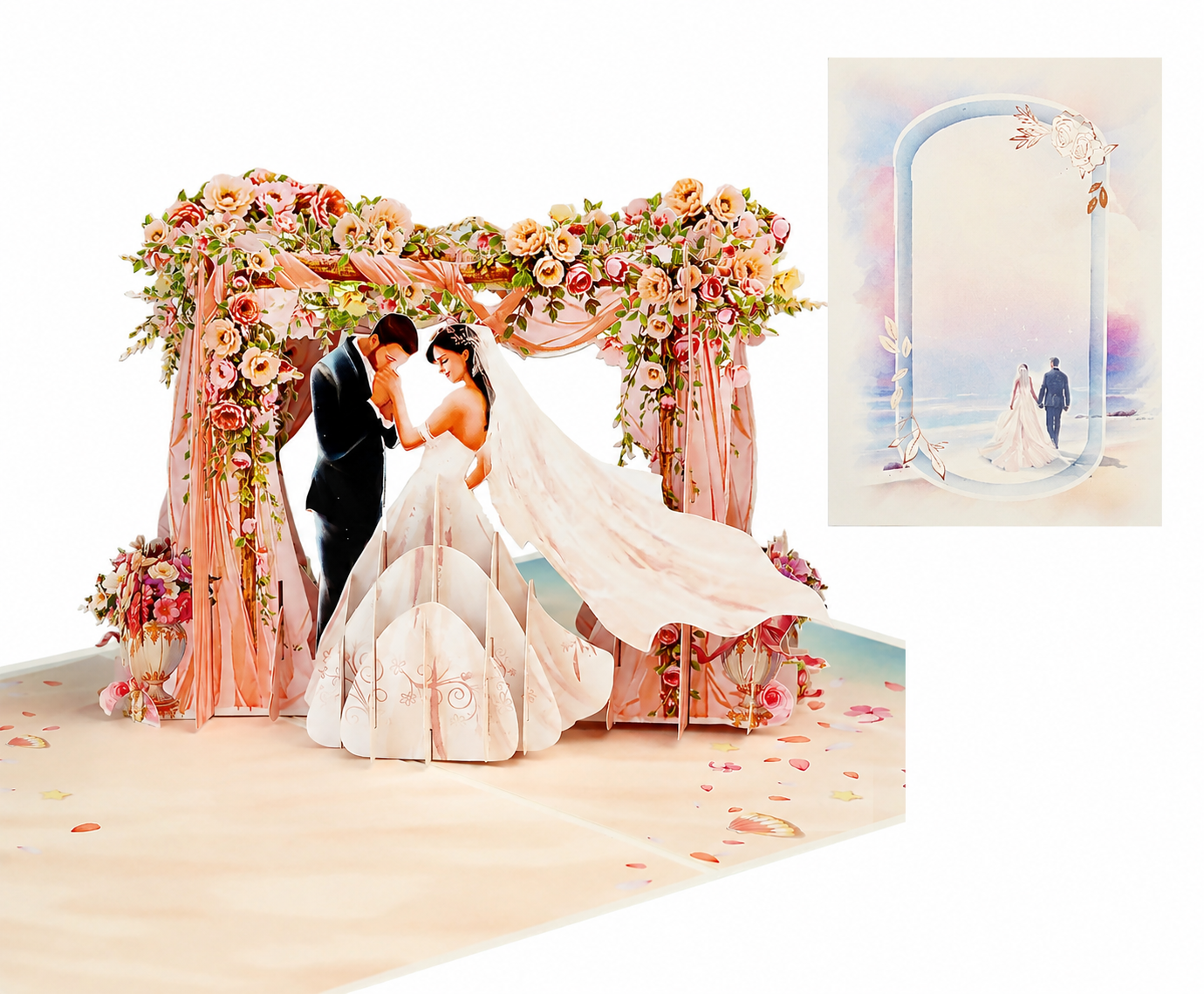 BST Thiệp Cưới 3D Pop Up Cổng Hoa Cưới – Thiệp Chúc Mừng Đám Cưới, Thiệp Wedding Sang Trọng, Lãng Mạn