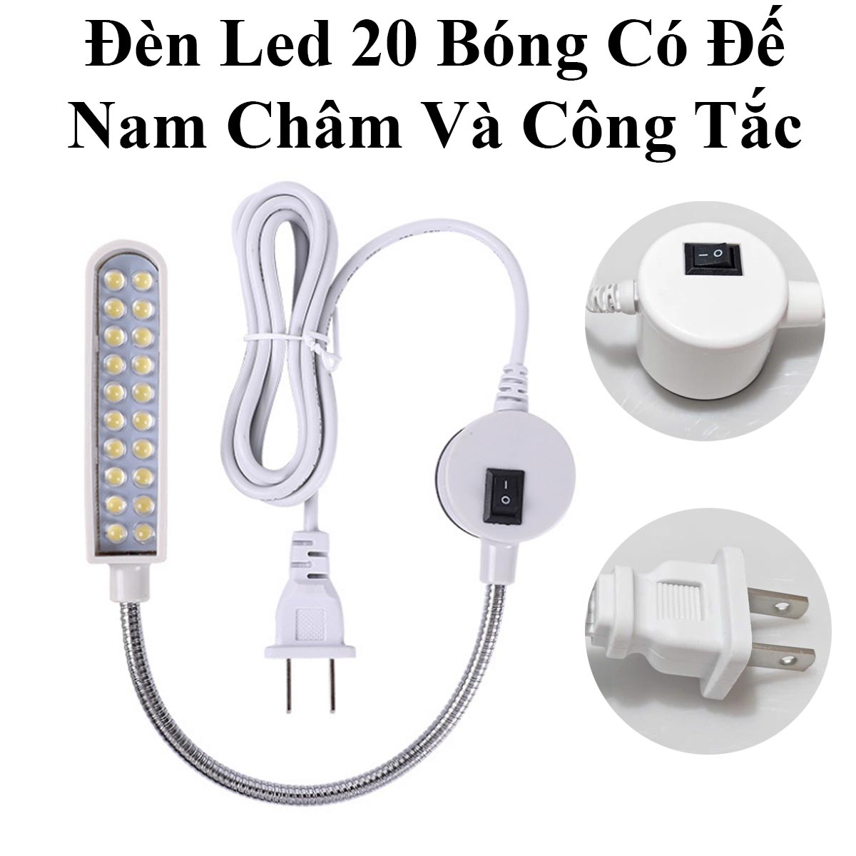 Đèn Led 20 Bóng Có Đế Nam Châm Và Công Tắc Tiện Lợi