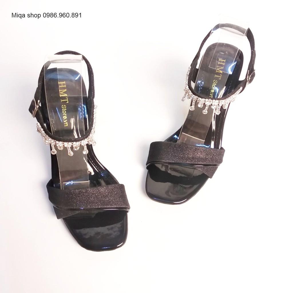Sandal cao gót nữ gót vuông quai ngang