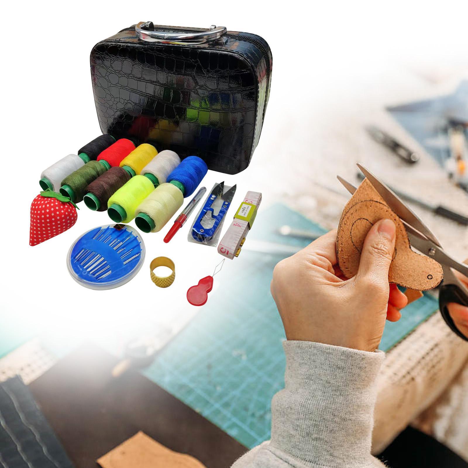 Sewing Supplies Organizer Sewing Accessories Storage Bag Exquisite Pins PU Leather Thread Sewing Box for Clothes Mending Embroidery Handwork