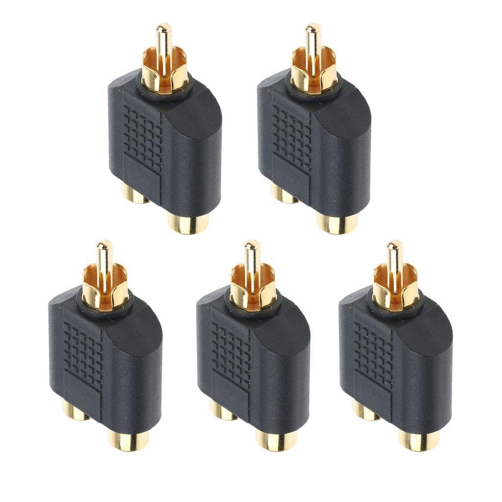 5x 1 RCA Male to 2 PHONO Female Y-Splitters Connector AV Audio/Video Adapter