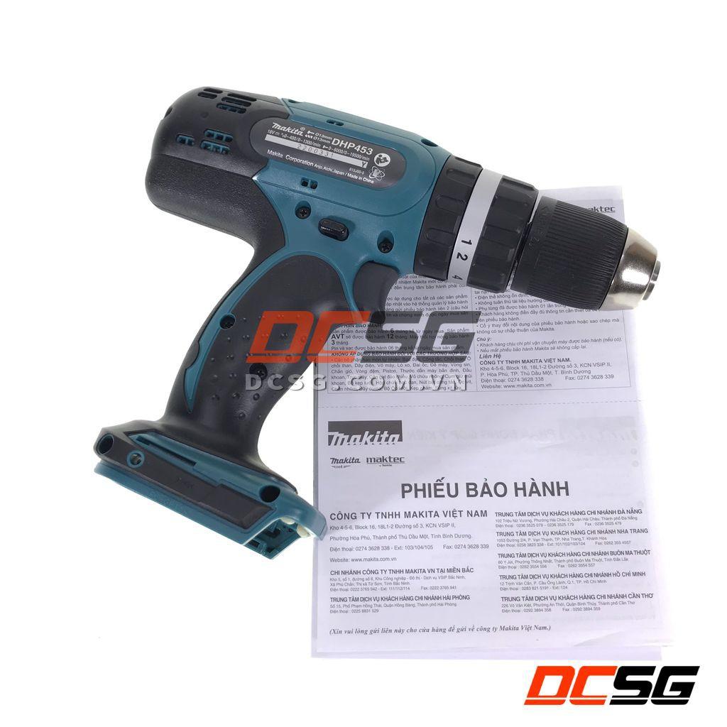 Máy khoan búa, vặn vít dùng pin 18V Makita DHP453Z (thân máy tách bộ) | DCSG