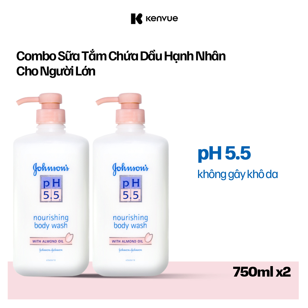 Combo 2 Sữa Tắm Người Lớn Dầu Hạnh Nhân Johnson's Adult Ph5.5 - Dung Tích 750mlx2