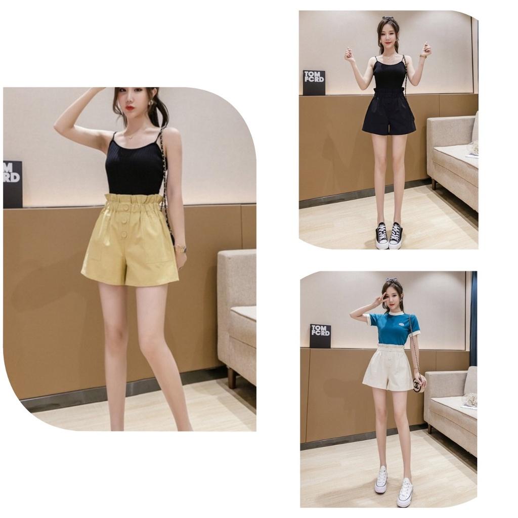Quần Đùi Short Nữ Kaki Cạp Nhấn Dúm 3 Màu Siêu Xinh
