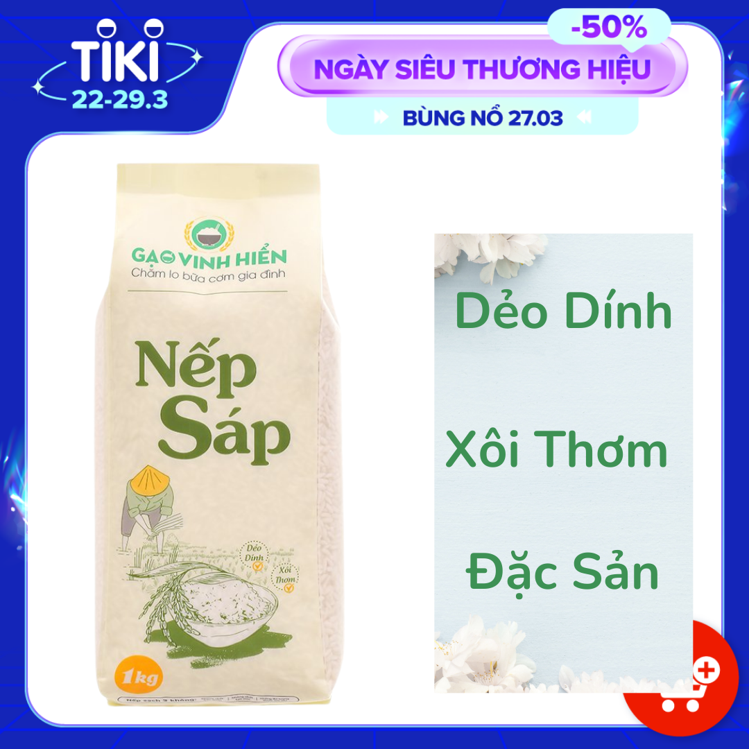 Gạo Nếp Sáp Vinh Hiển 1KG - Dẻo thơm, nếp ngon