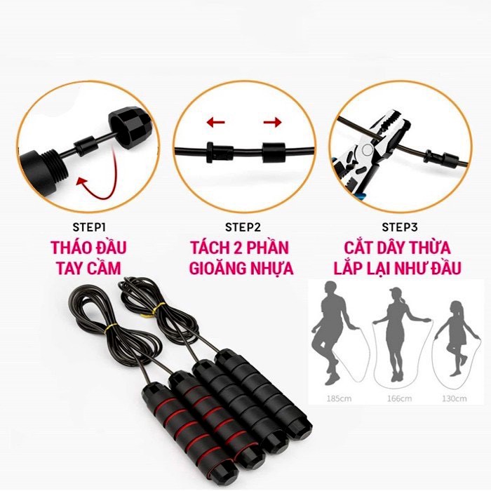 Dây Nhảy Tập Thể Dục Thể Thao, Dây Nhảy MUAY, BOXING Lõi Thép Cao Cấp 2,7m Siêu Rẻ Siêu Bền Có Thể Cắt Bớt Dây SG100