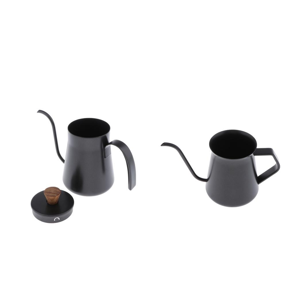 Hand Pour Over Coffee Kettle Tea Pot Japanese Style 400ml Black - with Lid