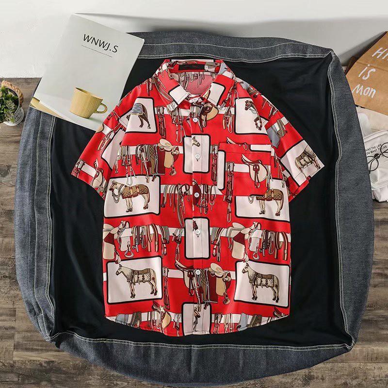 Áo Sơ Mi Ngắn Tay In Họa Tiết Hoạt Hình Thời Trang Cho Nam