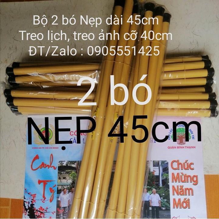 Bộ 2 bó ống trúc( nẹp ) treo lịch, treo tranh, ảnh , giấy thư pháp. Treo cỡ tranh 40cm