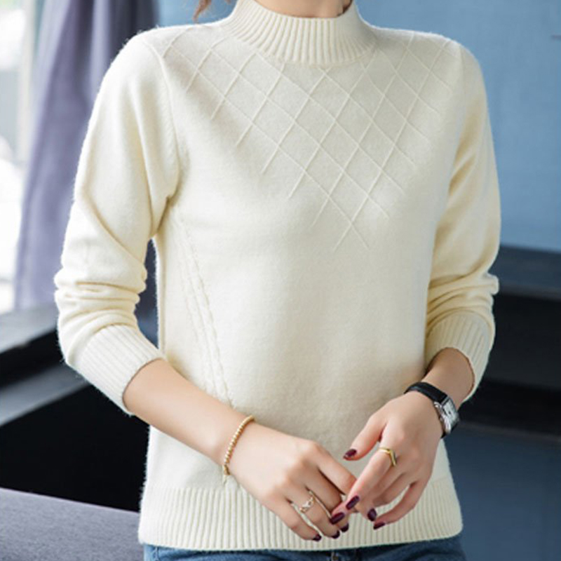 Áo len nữ cao cấp dài tay cổ 3 phân len dày dặn mềm mại phong cách Hàn Quốc thanh lịch và sang trọng
