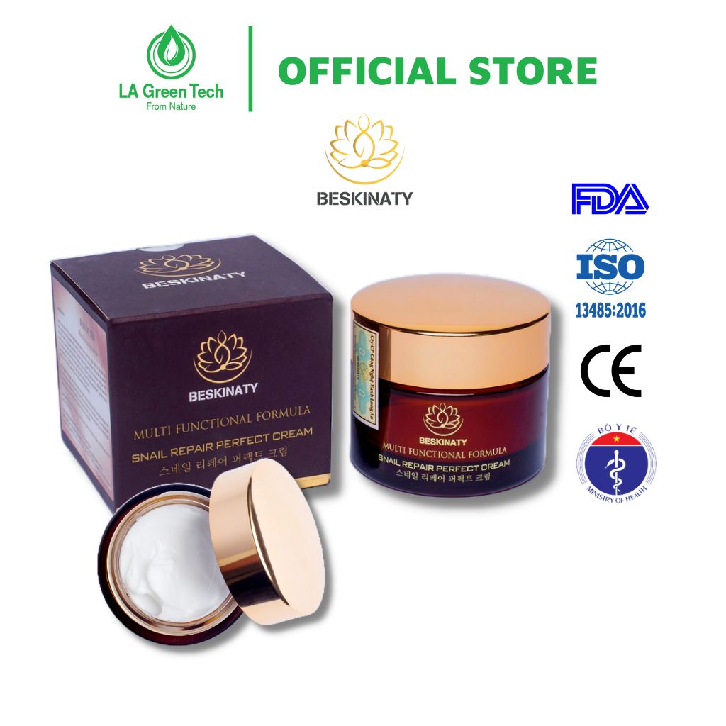 Kem ốc sên BESKINATY tái tạo phục hồi da hoàn hảo Snail Repair Perfect Cream - Hộp 50ml