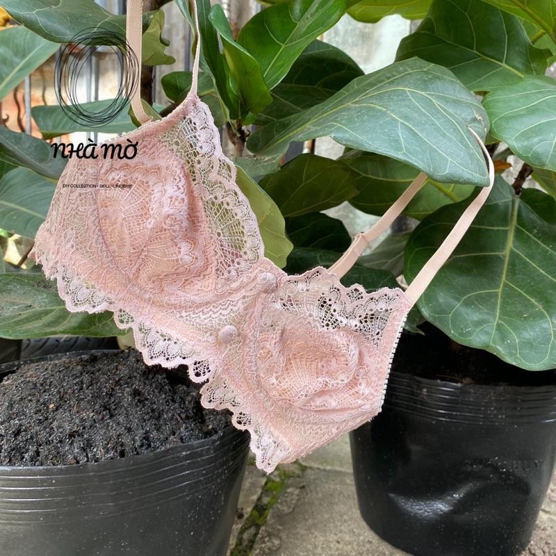 Set bra hồng đất CÁ CONCEPT đồ lót thiết kế có gọng không mút có lót nude đủ size