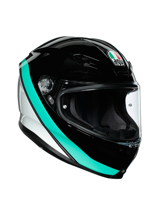 Nón bảo hiểm Fullface -  K6 AGV MINIMAL BLACK/PEARL WHITE/AQUA