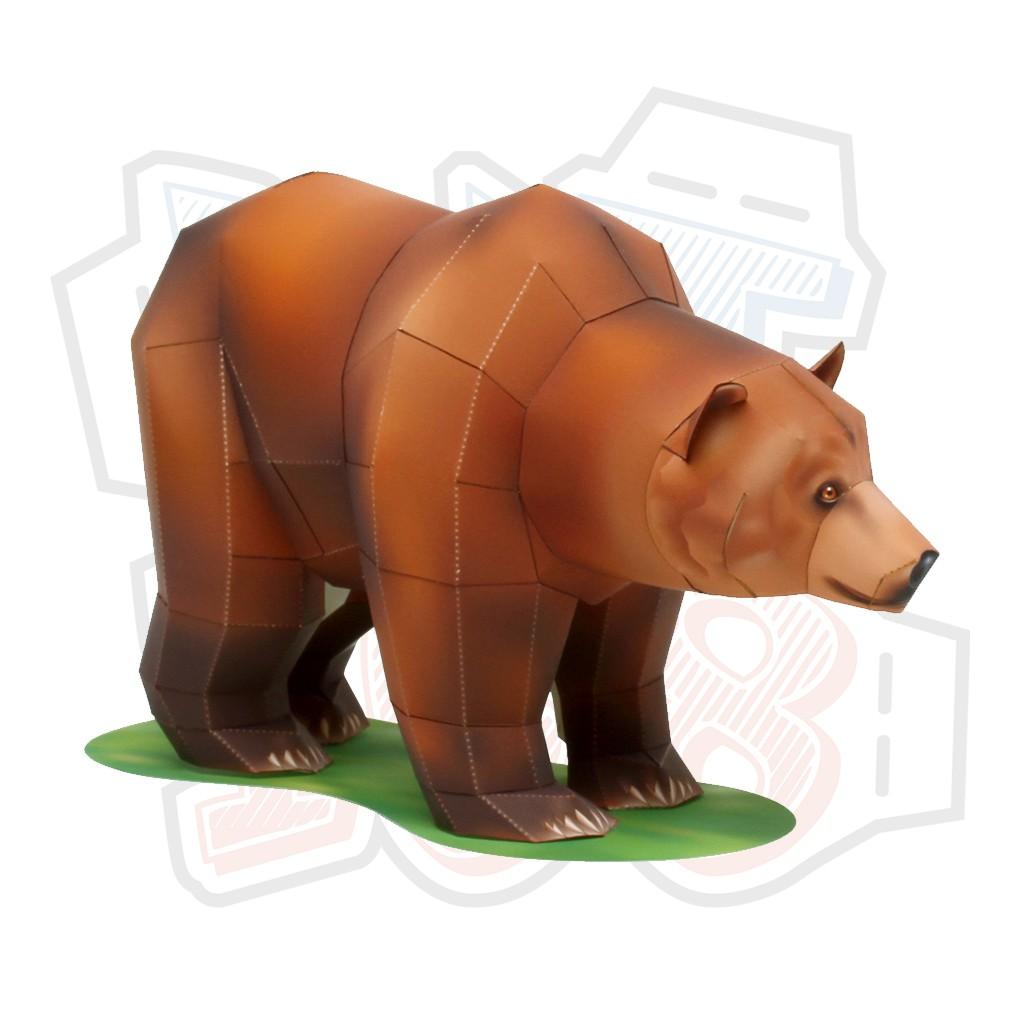 Mô hình giấy động vật Gấu Xám Bắc Mỹ Ver 2